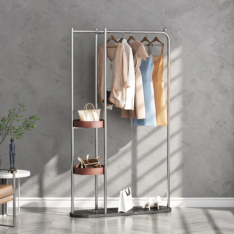 

Light Luxury Household Bedroom Hanger Multifunctional Floor Stainless Steel Coat Rack