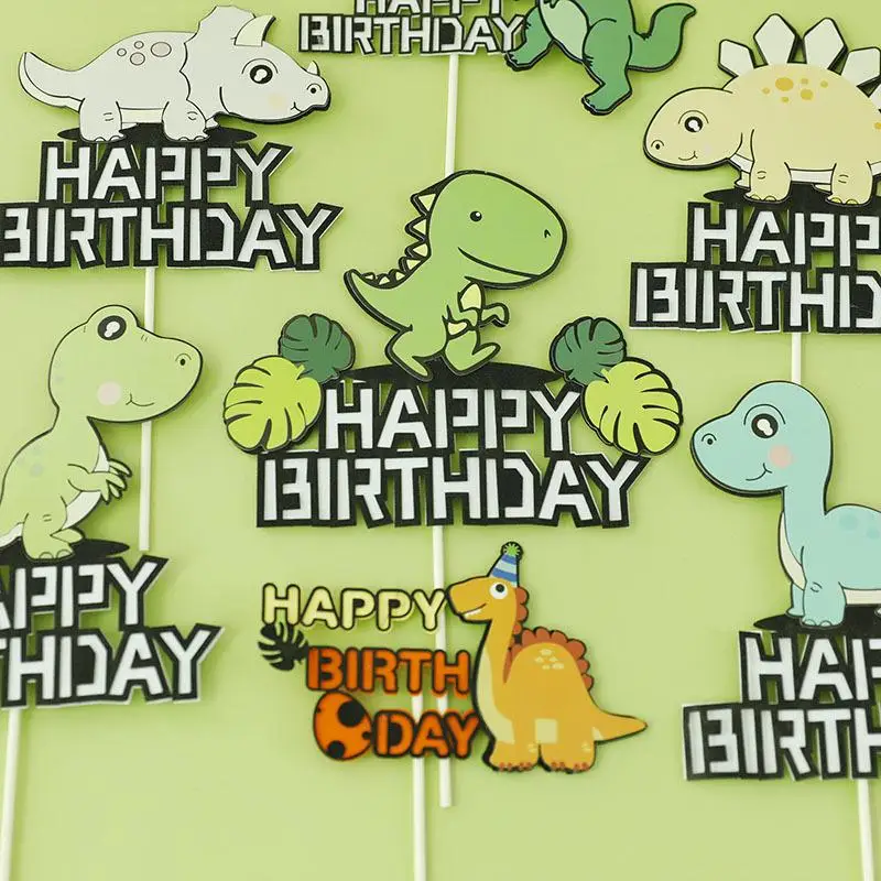 Dinosaur Cake Topper Dinosaur Theme Happy Birthday Cake Topper for Birthday Decoration Boy Baby Shower Jungle Party Supplies