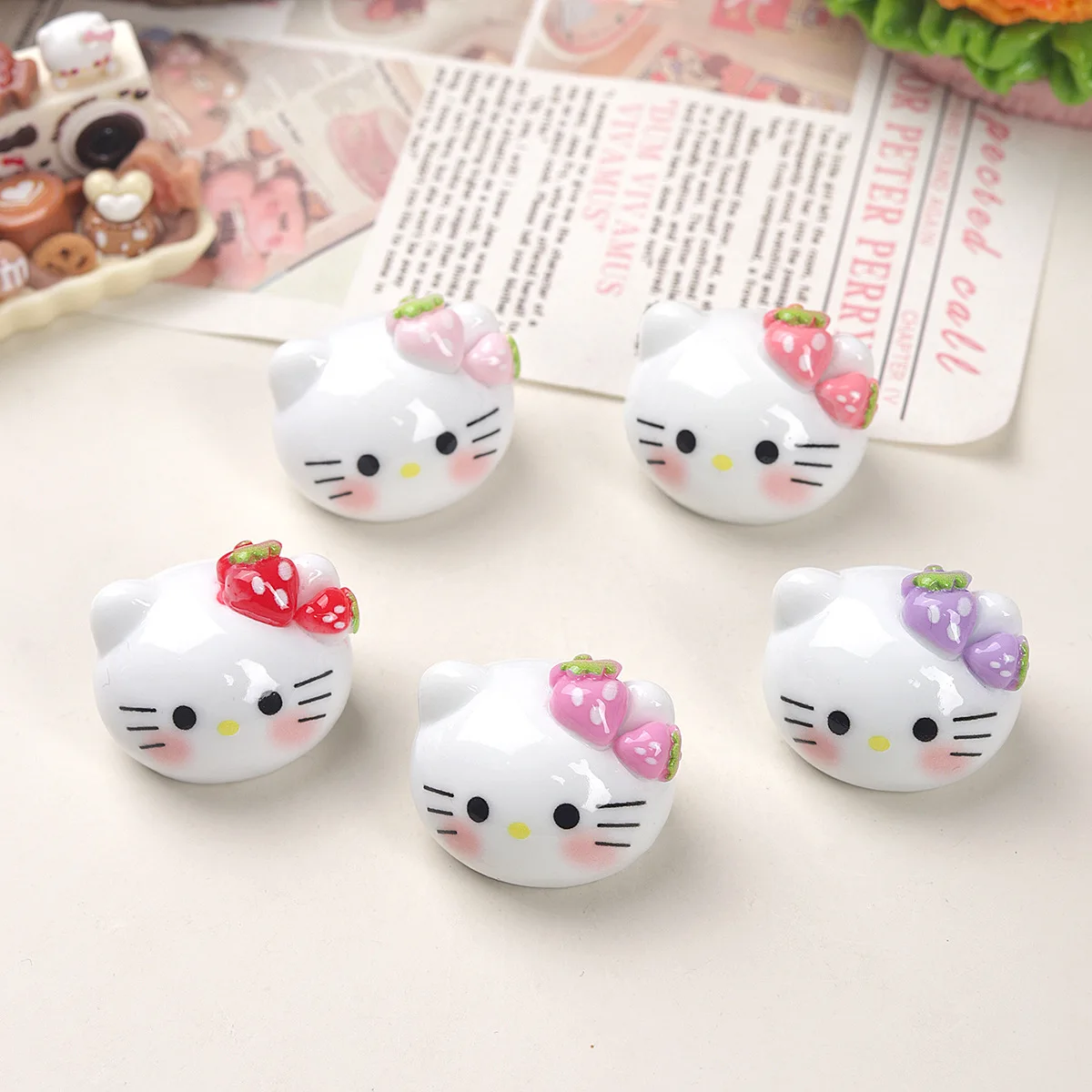 10/50PCS Cartoon DIY Fruit Big Head Cat Resin Accessories Accessories Cream Gel Hair Clip Keychain Pendant Accessories - view 4