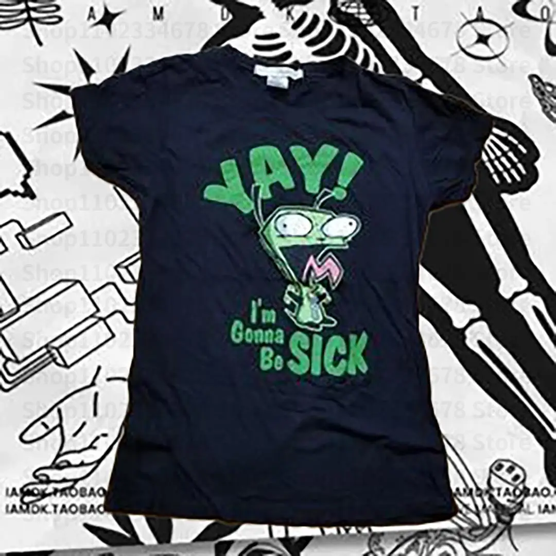 Y2K Clothing Gothic Emo Girl Exposed Navel Street Decoration  Retro Women Letter Punk Elf Print Aesthetic Cute Trash Can T-shirt
