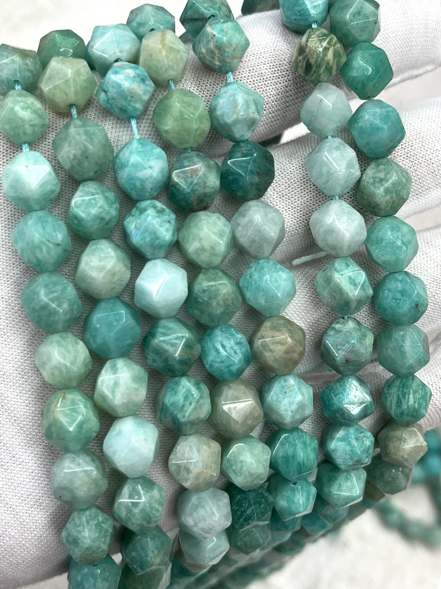 Natural Amazonite Crystal Tianhe Stone Section Beads Faceted Loose Spacer For Jewelry Making DIY Necklace Bracelet 15'' 6-12mm