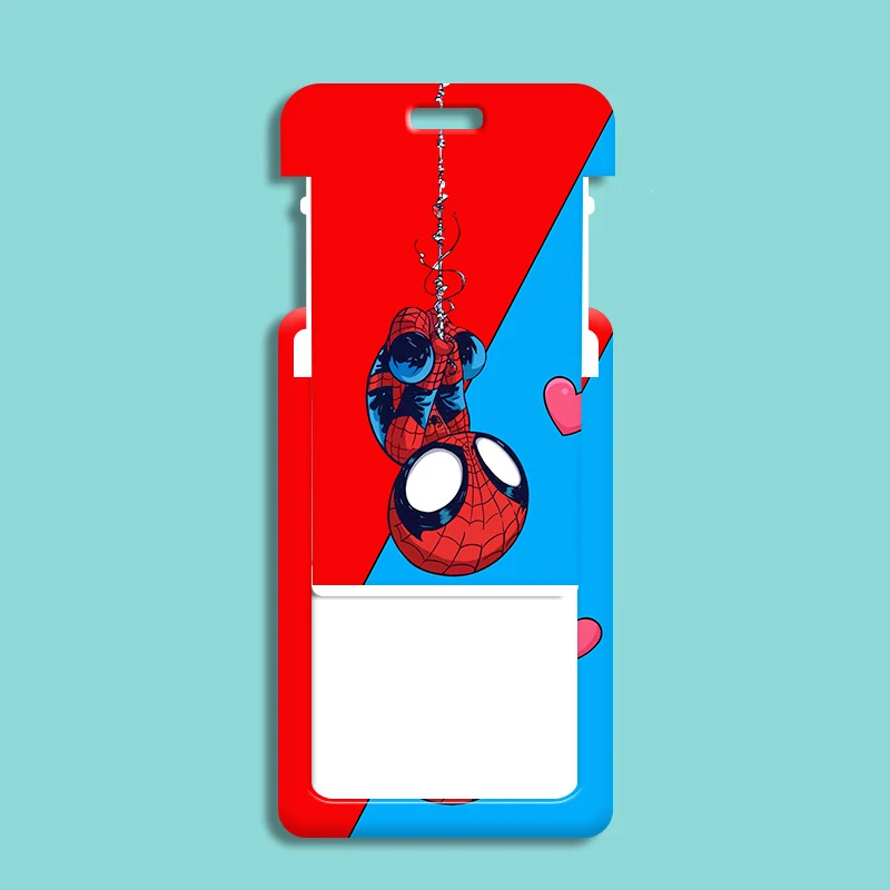 Portatarjetas de SpiderMan de dibujos animados para hombre, portatarjetas de identificación de superhéroes, portatarjetas de trabajo, cordón para el cuello, funda para tarjeta de autobús y Campus de estudiantes