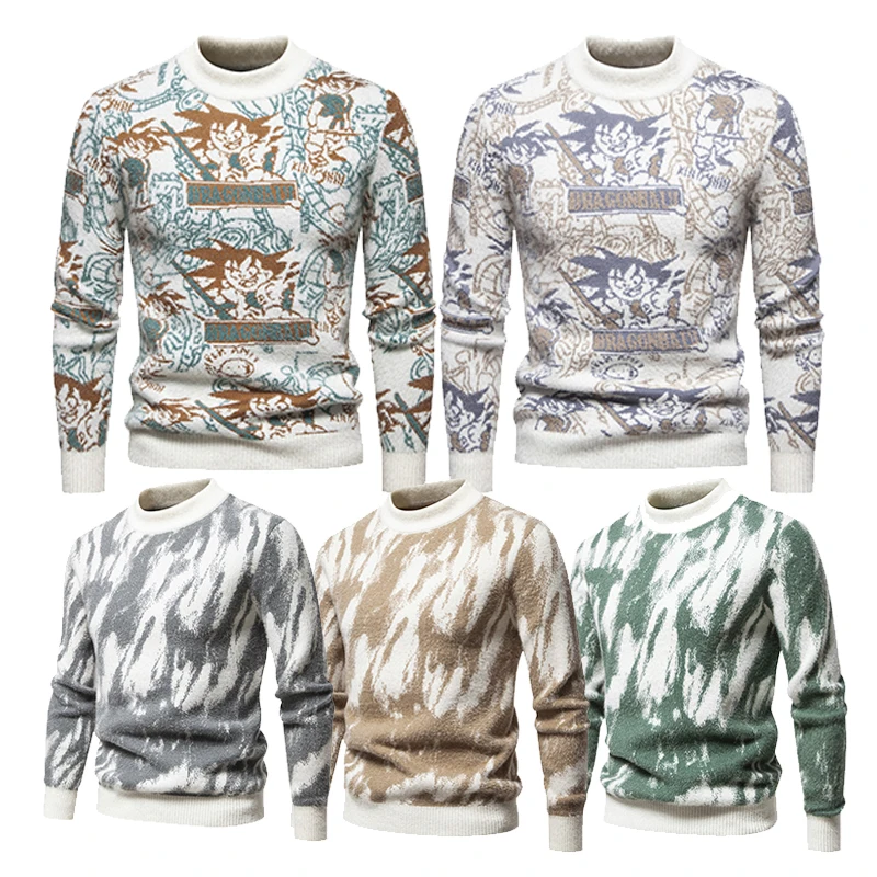 Men's Fashion Handsome Personality Pattern Graffiti Sweater Comfortable Long-sleeved Round Collar Jumper