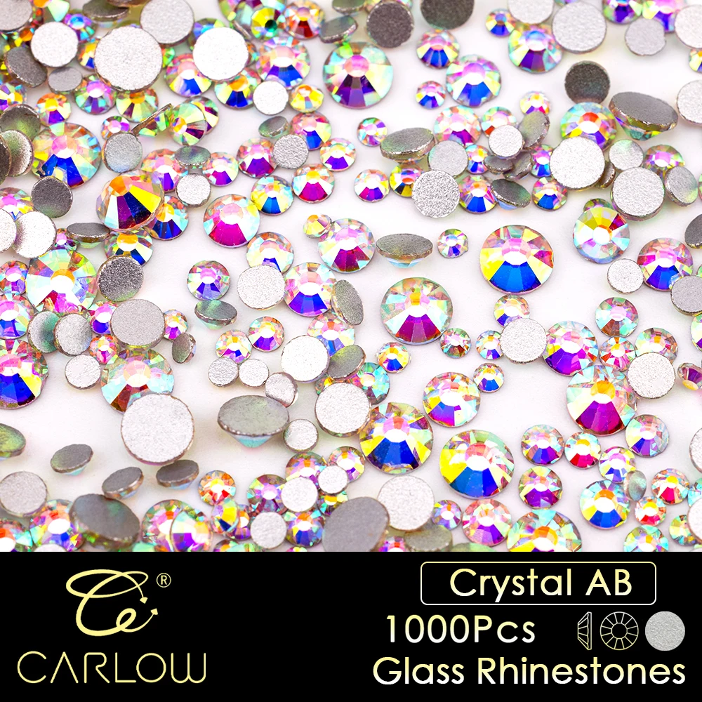 CARLOW MIx Size SS6-SS20 5A Non-Hot Fix Rhinestones Flat Back Multi Color Top Quality Glass Strass for Clothes Accessories