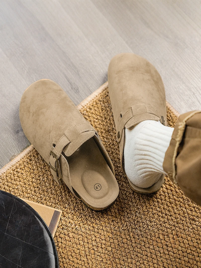 

Men's Slippers 2026 New Spring Outdoor Wear Anti-Odor Anti-Slip Heightening Lazy One-Step Cork Headed Half Slippers