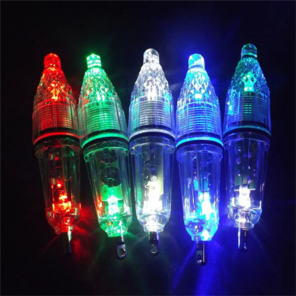 10Pcs/lot 12cm Deep Drop Underwater Fish Attracting Lure LED Fishing Flash Light Bait