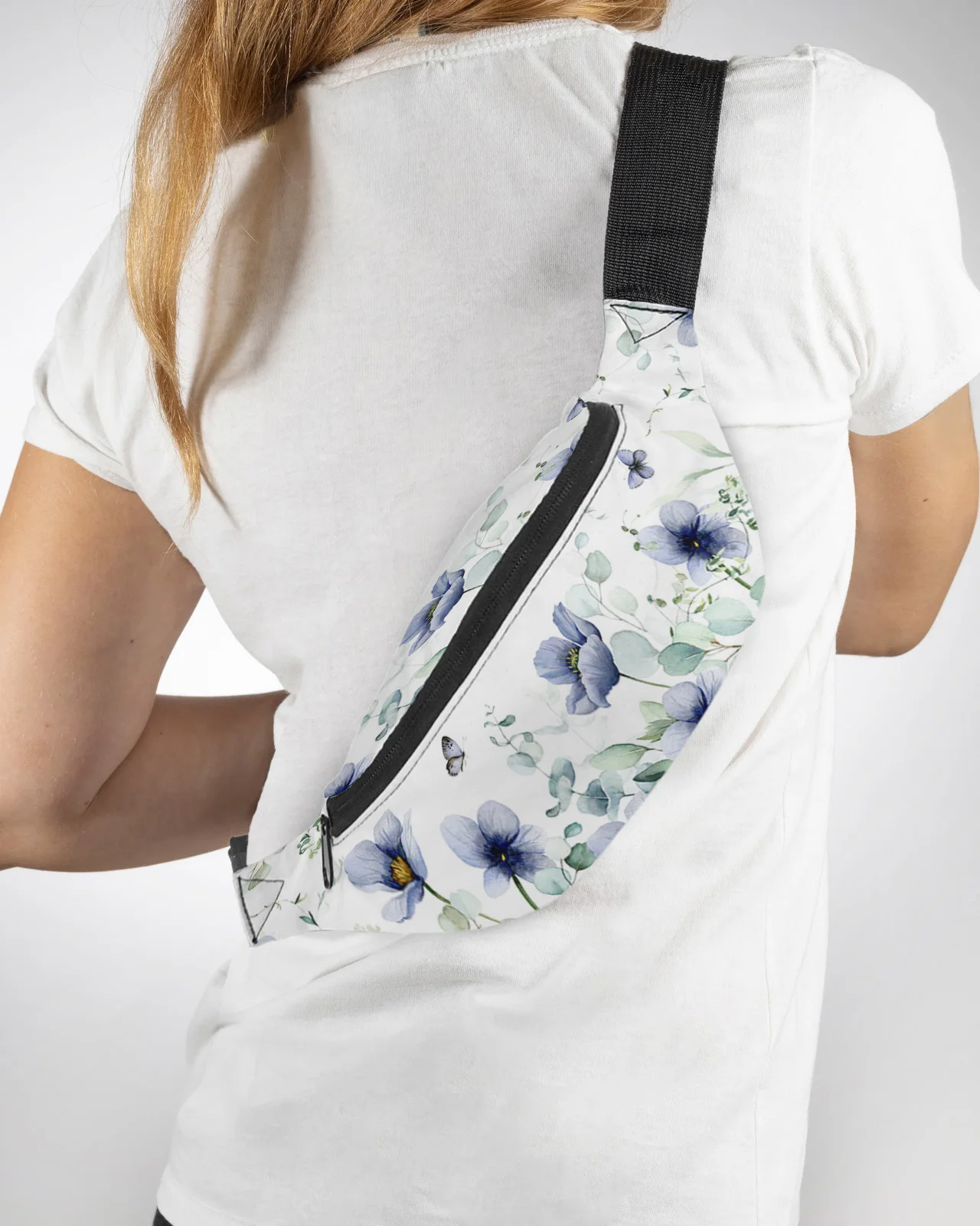 Eucalyptus Blue Tulip Butterfly Flower Daisy Leaf Men Women Waist Bag Fanny Pack Belt Bag Wallet Waterproof Banana Hip Bags