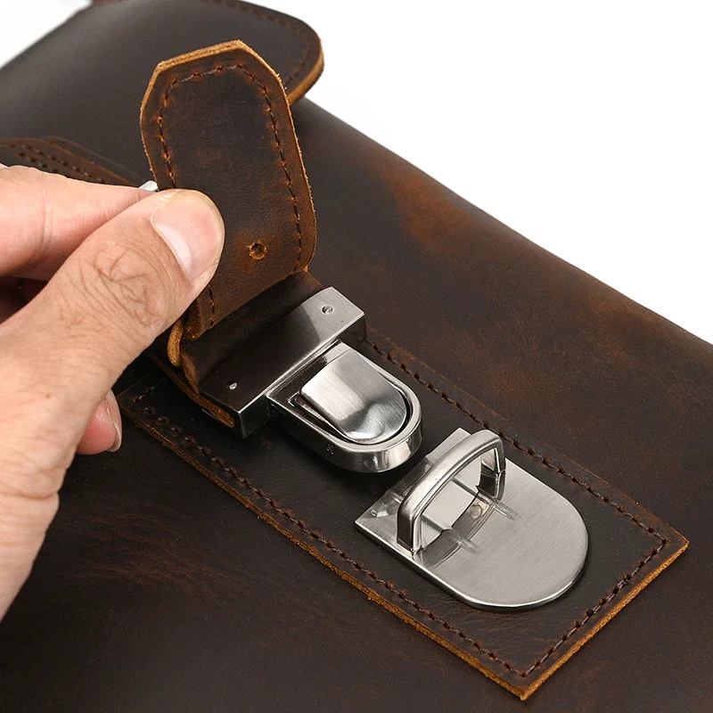 Vintage Crazy Horse Leather Briefcase Men Genuine Leather Messenger Bag 14/15 inch Laptop Bag Leather Briefcase Men