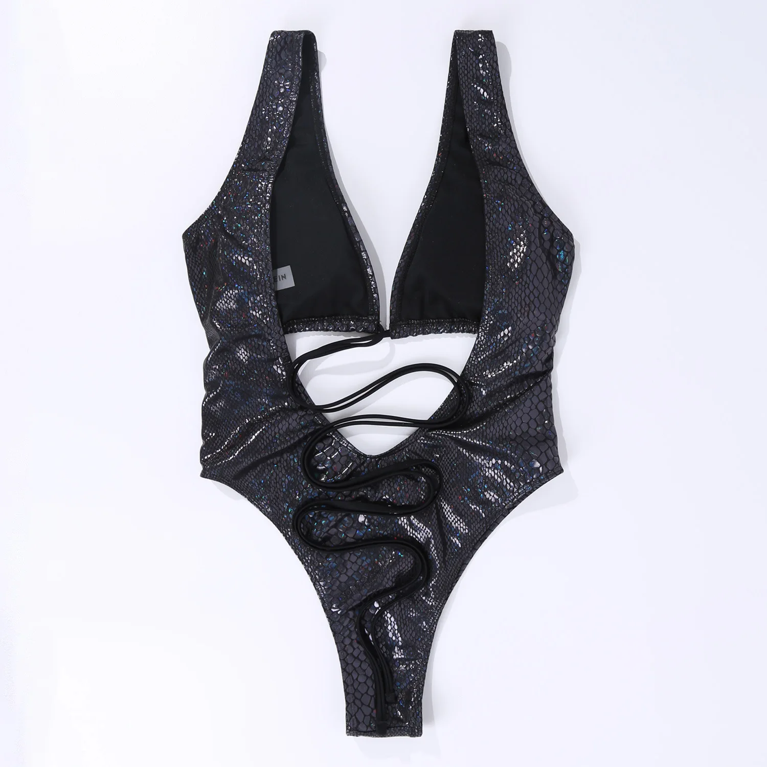 Spot sales of popular one-piece swimsuits from Amazon in Europe and America, women\'s lace up backless one-piece bikini in 2024 w