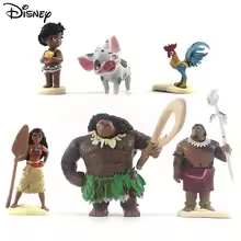 Disney Moana Action Figure 6pcs/set Anime Figure Demigod Maui Moana Waialiki Heihei Model Dolls Kids Toys Cake Decoration Gifts