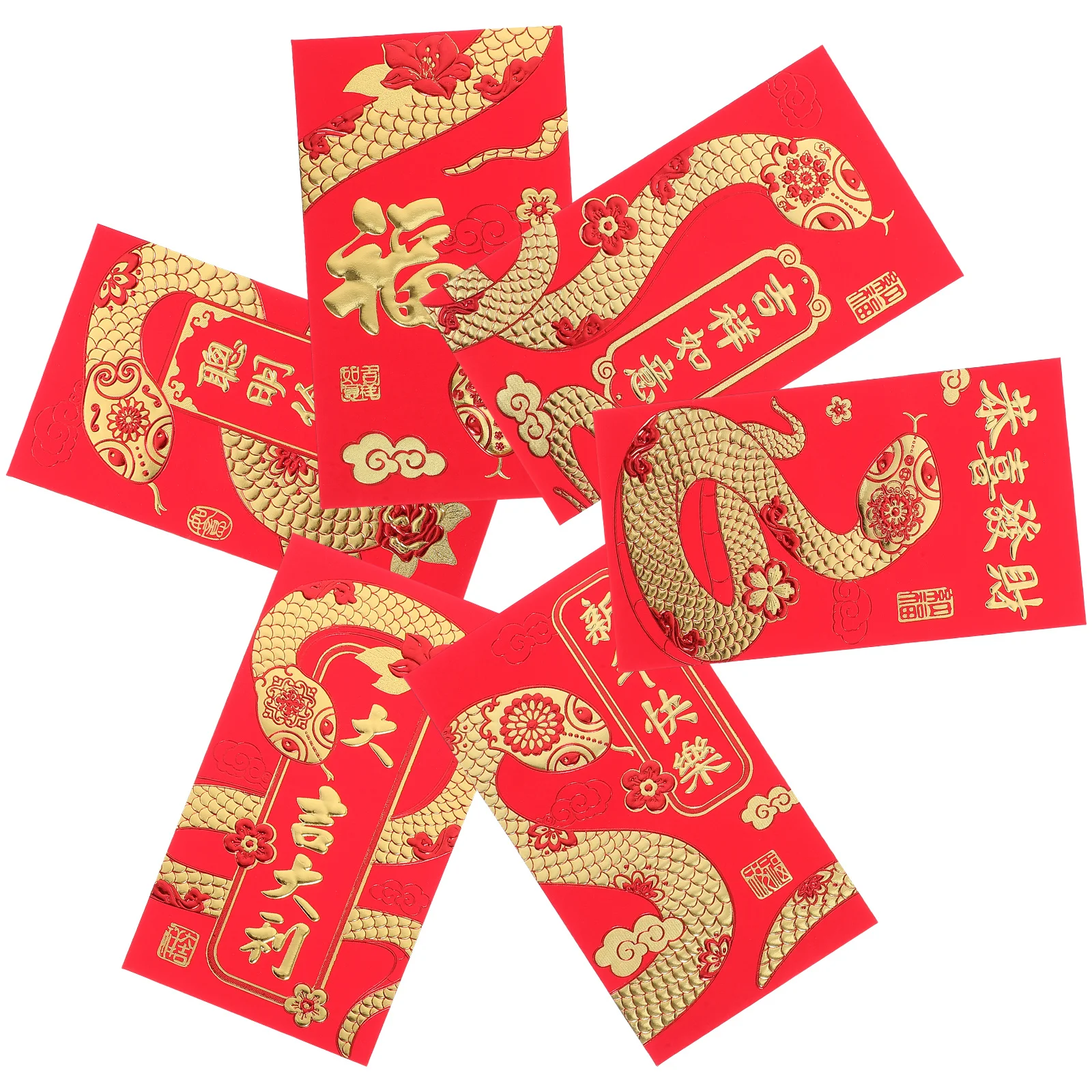 

36Pcs Traditional Chinese Red Envelopes Spring Festival Red Packets Lunar New Year Money Packets 2025 Year Prosperity Happiness