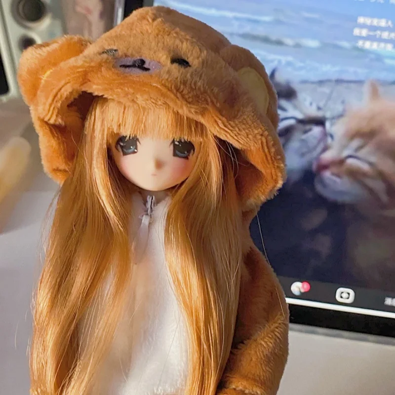 Cute Rilakkuma Bjd Doll Bear Pajama Cute Girl Brown Full Body Coat Baby Clothes view 3