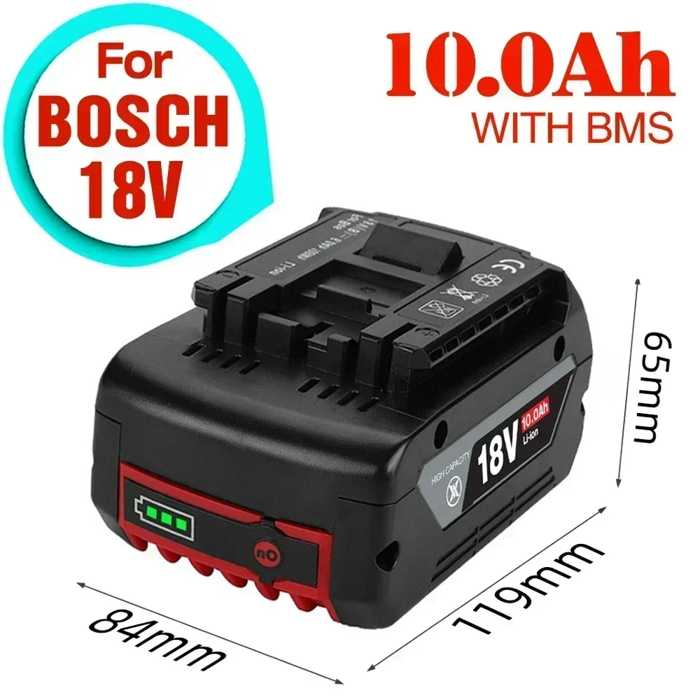 18V 10Ah Rechargeable Li-Ion Battery For Bosch 18V Power Tool Backup 10000mah Portable Replacement for BOSCH 18V Battery BAT609