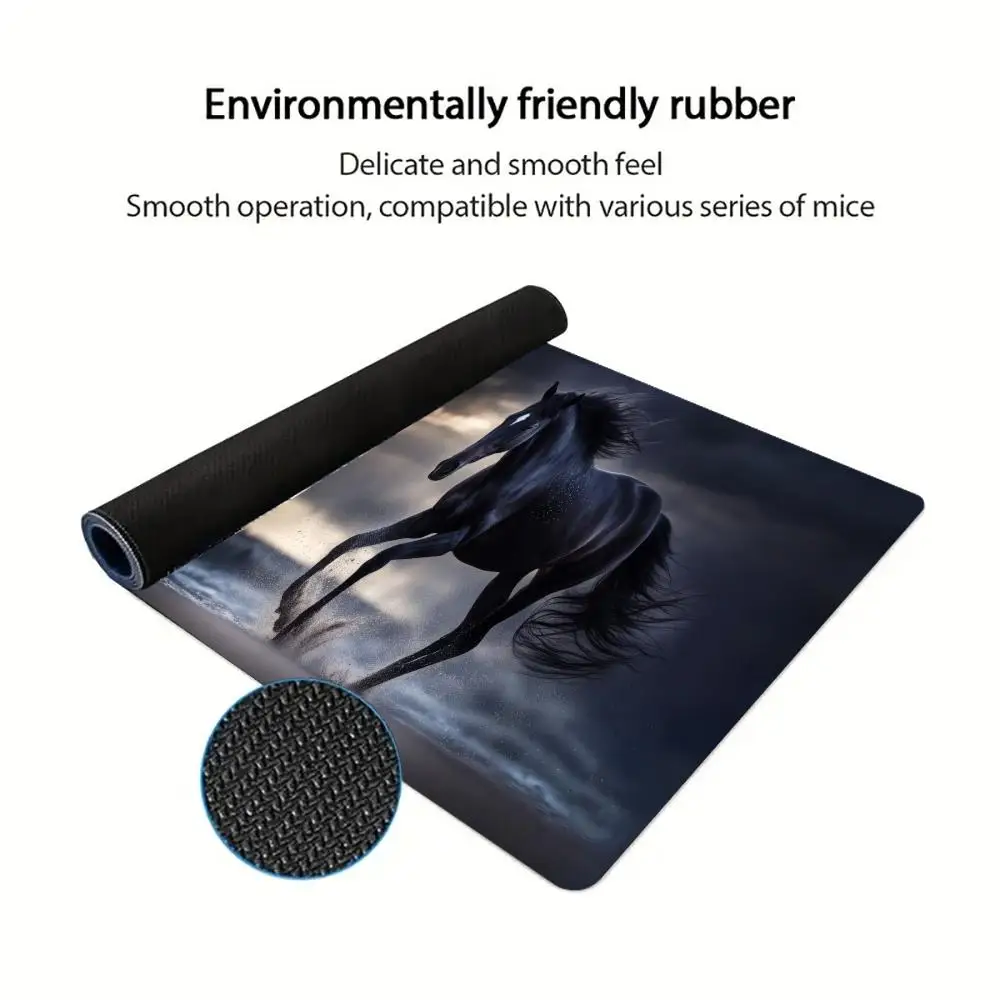 Black Horse Mouse Pad Large Gaming Non-slip Computer Laptop Tablet Mat Art Mausepad Mini Gamer Keyboard PC Playmat