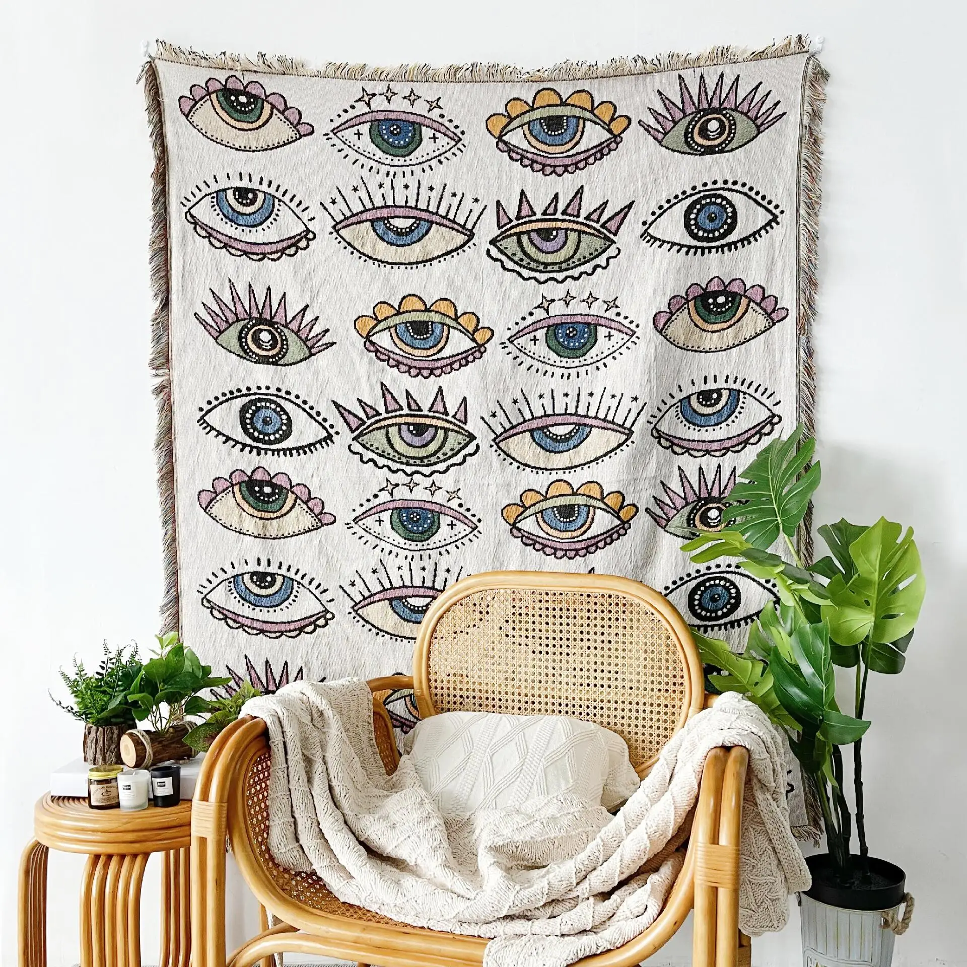 Yaapeet Evil Eye Beach Blanket Fashion Towel Camping Mat Picnic Rug Demon Eye Home sofa Throw Blanket Camp Tent Outdoor Deco