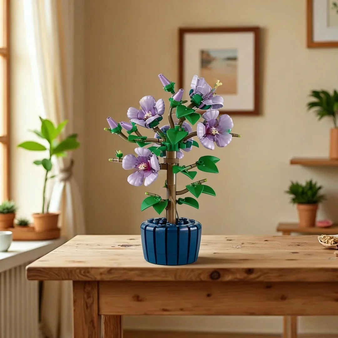 

Simulation building blocks, flower potted plants, adult hand-assembled models, desktop decoration ornaments, creative holiday gi
