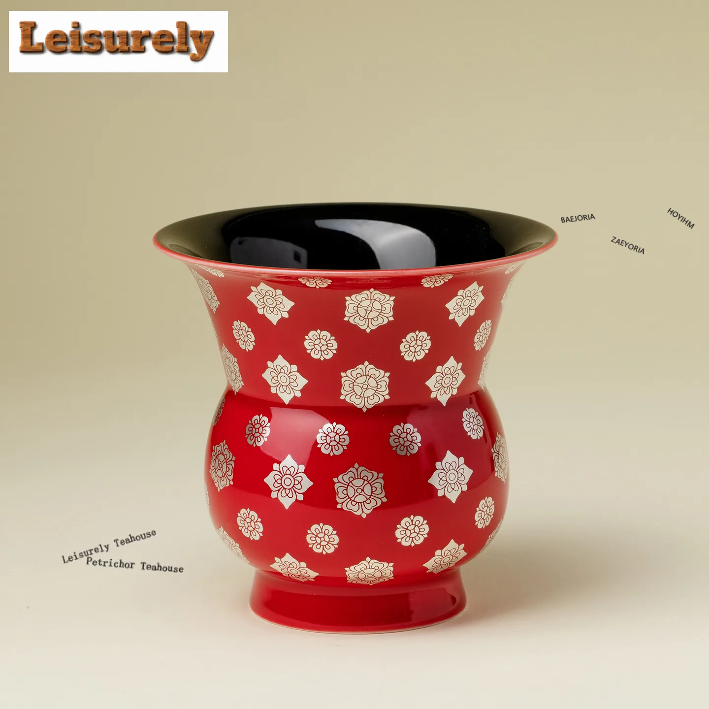Forbidden City Red Baoxiang Pattern Jianshui Tea Wash Bowl Writing-brush Washer Tea Garbage Can Household Chaxi Cafes Ornaments