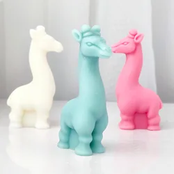 Giraffe Deer Duck Aromatherapy Candle Soap Silicone Mold Children's Painted Colored Gypsum Animal 3D Ice Grid Cake Baking Mould