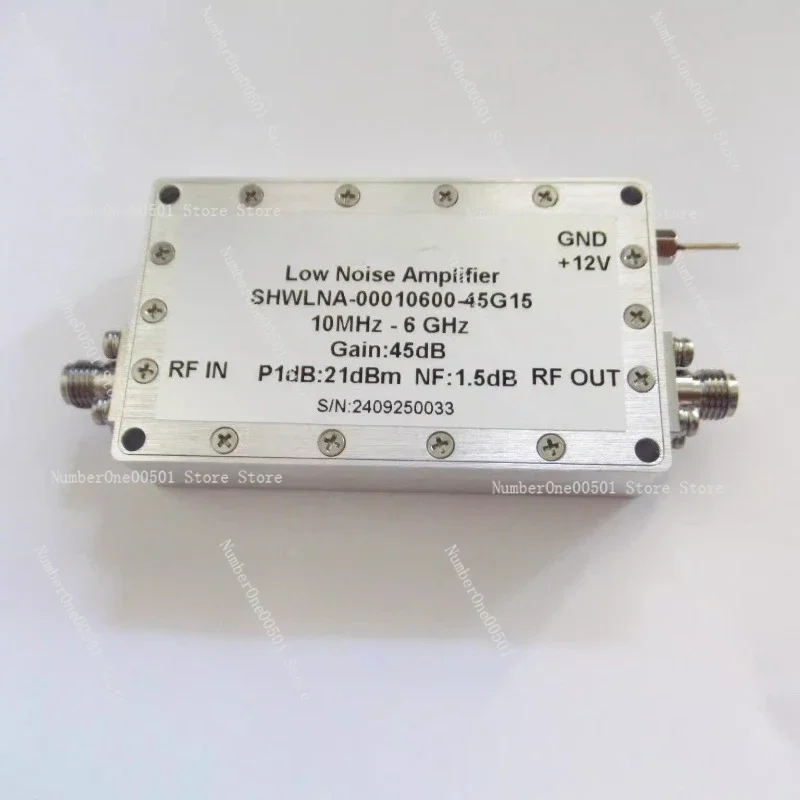 10MHz To 6GHz RF Broadband Low Noise Amplifier 45dB Gain 1.5dB Noise 21dBm RF Communication Accessory
