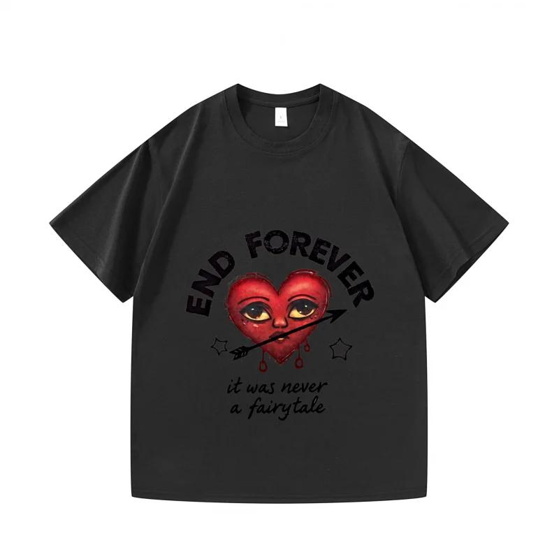 

Мужская футболка с принтом черного сердца и стрелы END FOREVER, повседневная повседневная одежда, модный топ в уличном стиле