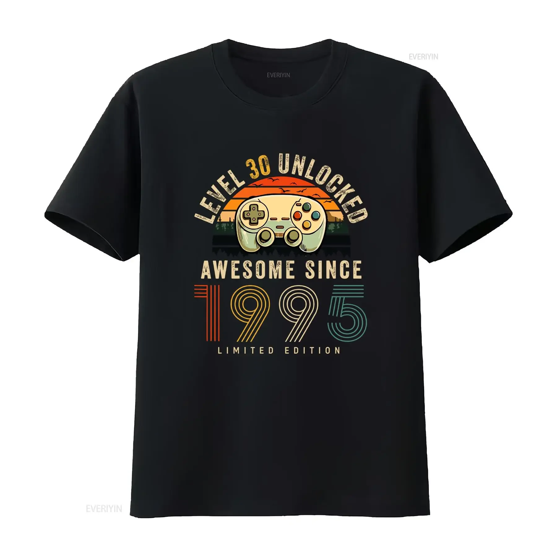 30 Year Old 1995 Level Unlocked Awesome Since Retro Game Controller Limited Edition Men's T Shirt vintage Washed Casual