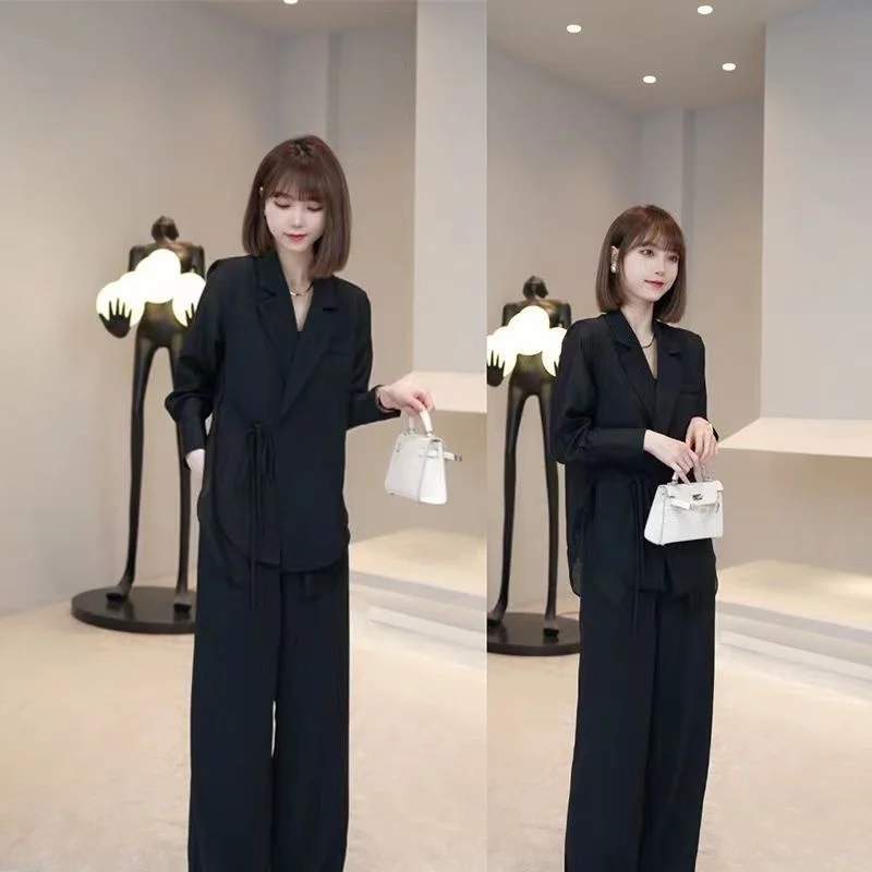 Leisure Commuter Fashion Temperament Celebrity/LadySuit Style Top and Pants Royal Sister Style Bright Silk Decoration Cover