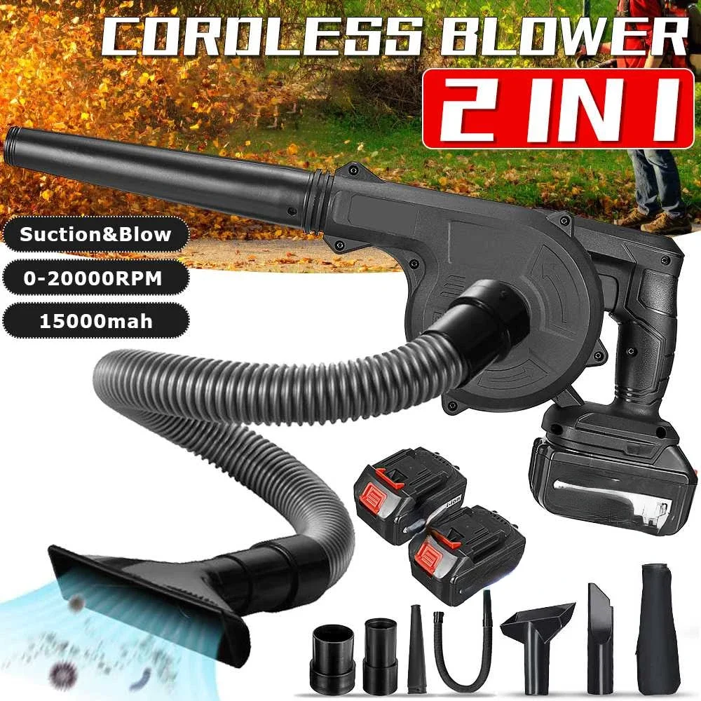 2 In 1 Cordless Electric Air Blower Vacuum Cleannig Blower Blowing & Suction Leaf Dust Collector For Makita 18V Battery