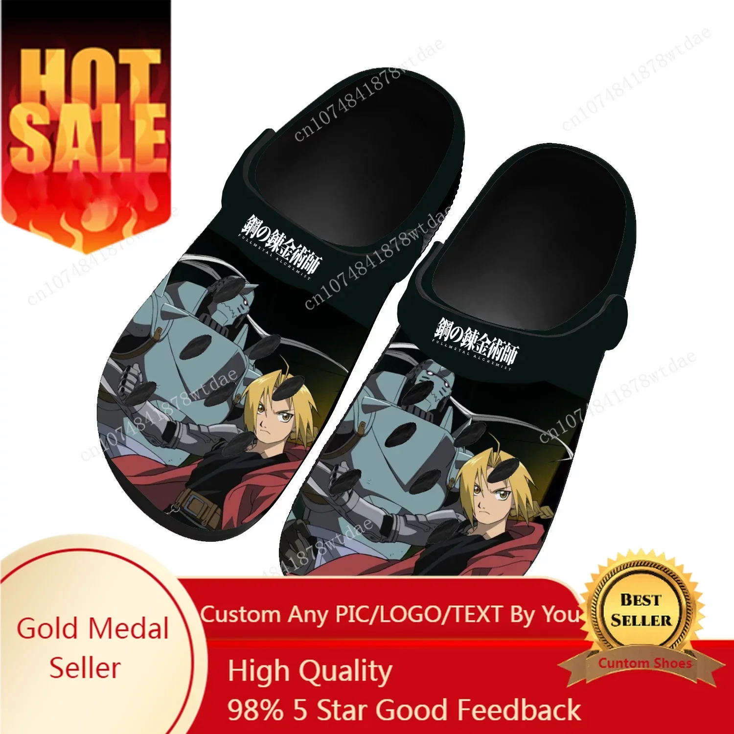 

Fullmetal Alchemist Home Clogs Men Women Teenager Custom Made Water Shoes Edward Elric Manga Garden Beach Hole Slippers Sandals