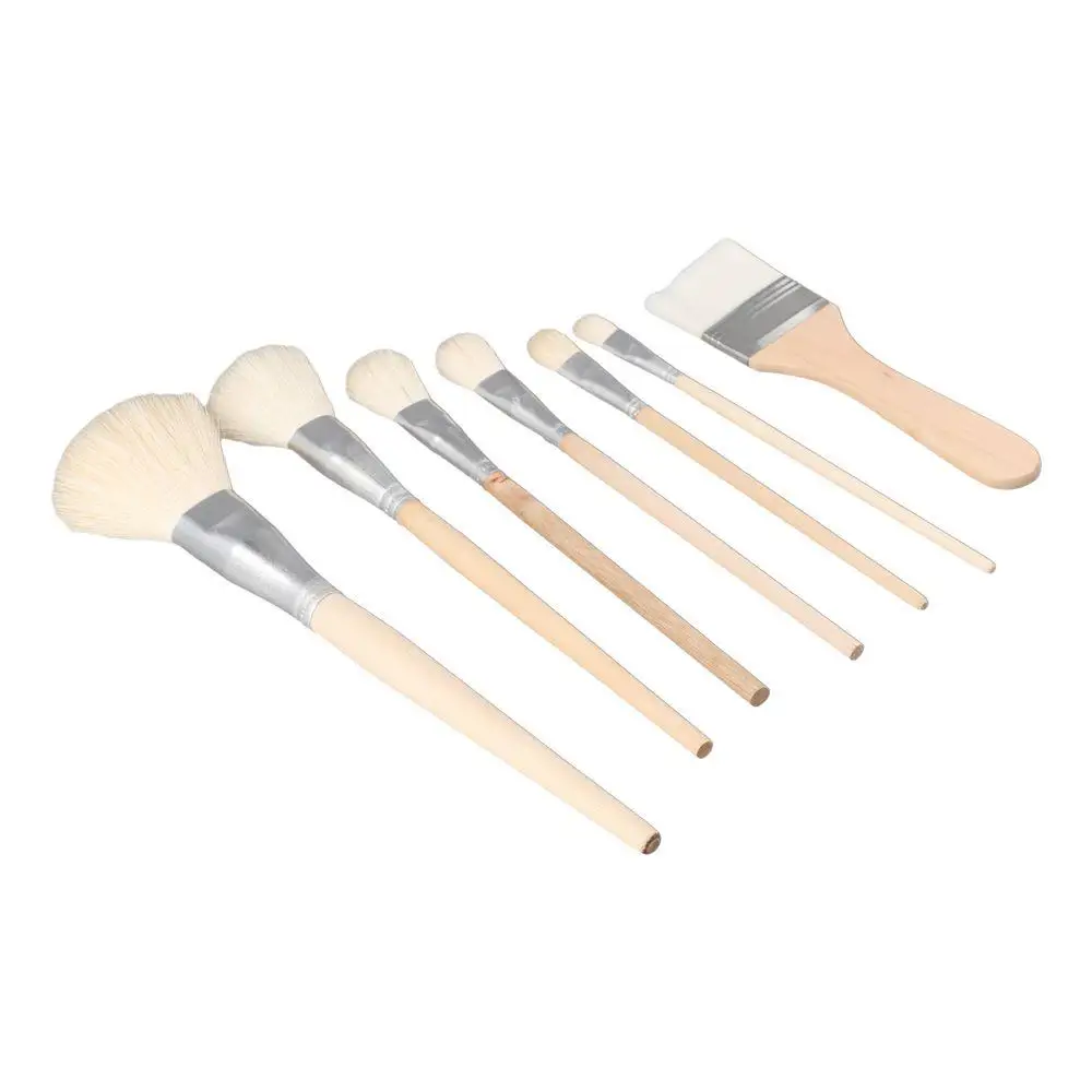 Acrylic Paint Brush Set Goat Hair Mop Brush Wood Color 7 Pieces Versatile Blending Brush Paint Brushes For Watercolor