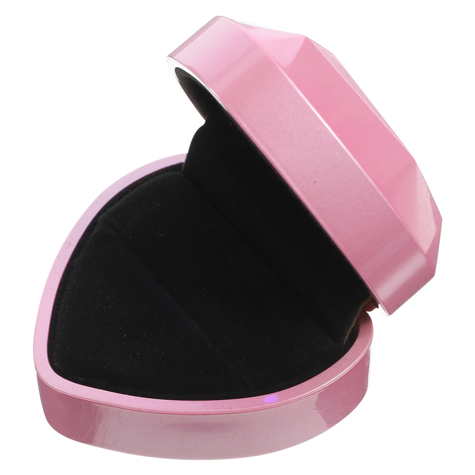 صندوق خاتم على شكل قلب Led مع حامل عرض مجوهرات خفيف أوتوماتيكي لحقيبة هدايا تخزين خاتم الزواج والخطوبة