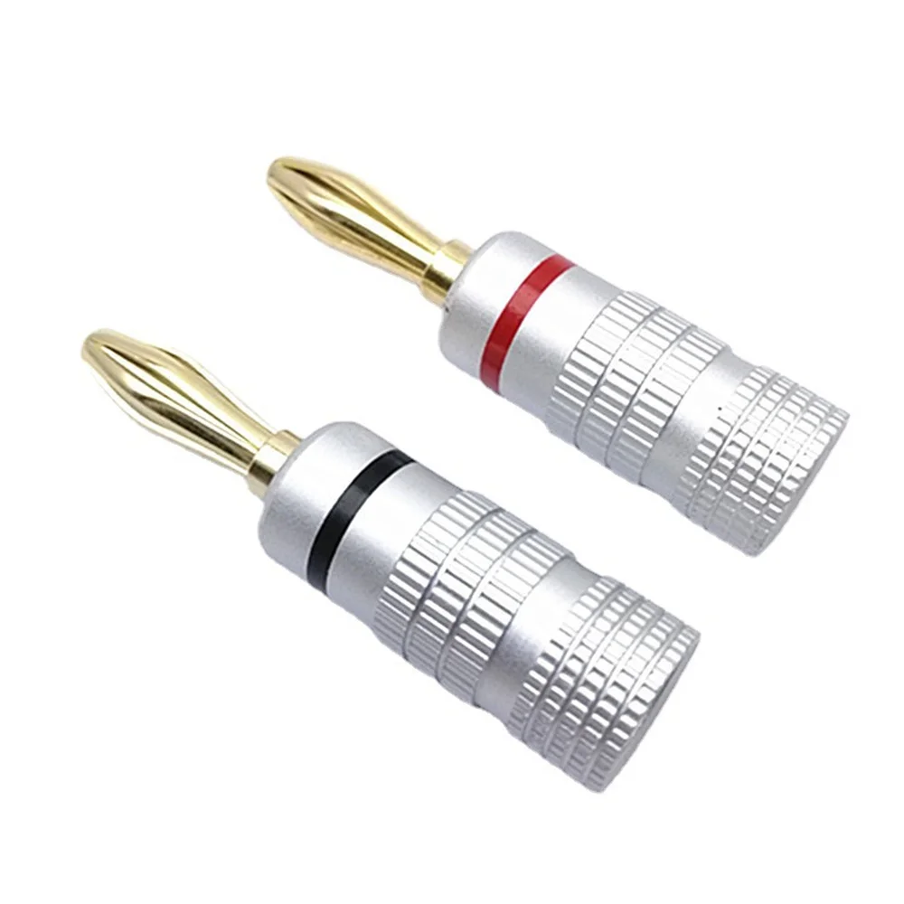 Gels Plug pour câble de haut-parleur Hifi, connecteur de fil de haut-parleur plaqué or 24K, verrouillage à vis pour touristes, son musical, 4 pièces, 8 pièces, 12 pièces, 50 pièces, 4mm