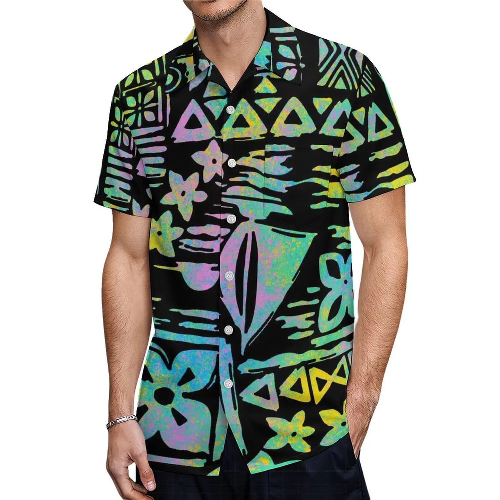 Summer Women\'S Off-The-Shoulder Sexy Fishtail Dress Fiji Island Style Men\'S Shirt Polynesian Art Print Art Family Party Set