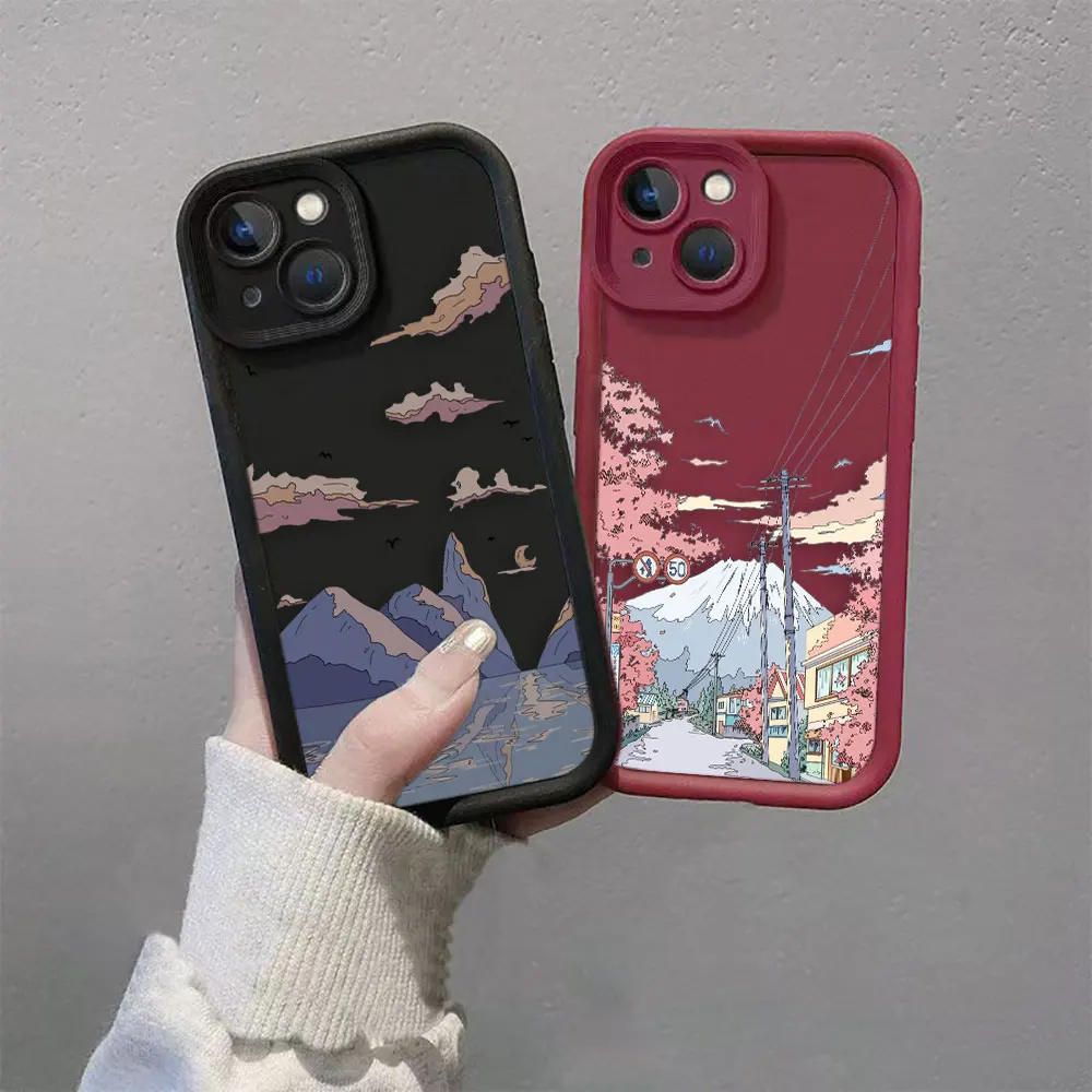 Romantic Scenery Cherry Blossoms Phone Case For OPPO A17 A31 A38 A52 A53 A53S A54 A55 A57 A58 A60 A72 A74 A76 A78 A92 4G 5G Case