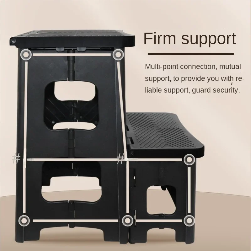 Household Foldable Stool Two-step Household Plastic Climbing Step Low Foot Pedal Folding Stool High And Low Ladder Stool