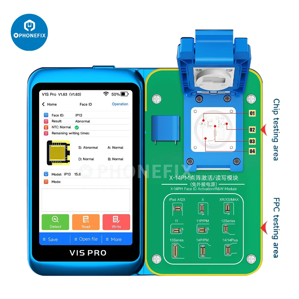 Jcid v1s pro dot matrix ic chip lesen schreiben modul für iphone X-15 pro max face id funktioniert nicht ohne zerlegung gesichts gitter reparatur