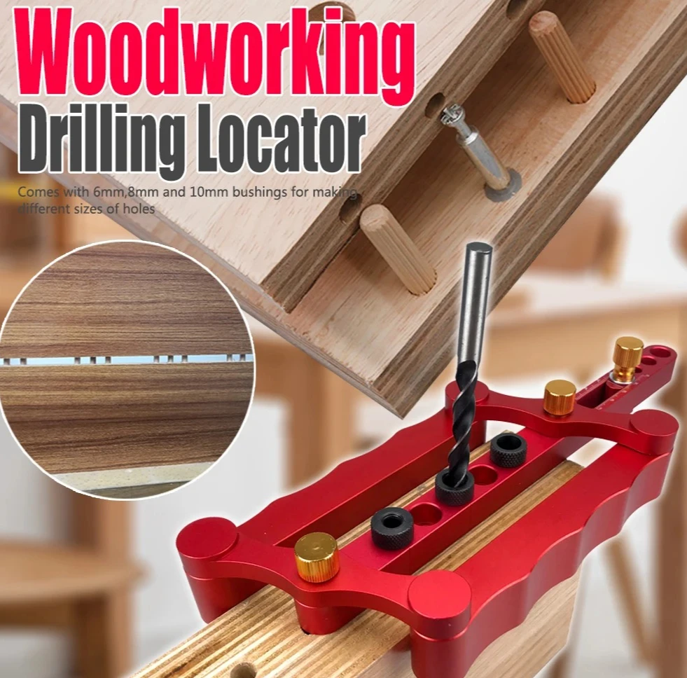 

Self-Centering Doweling Jig Kit, 6/8/10mm Aluminum Alloy Drill Guide with 5 Bushings for Woodworking