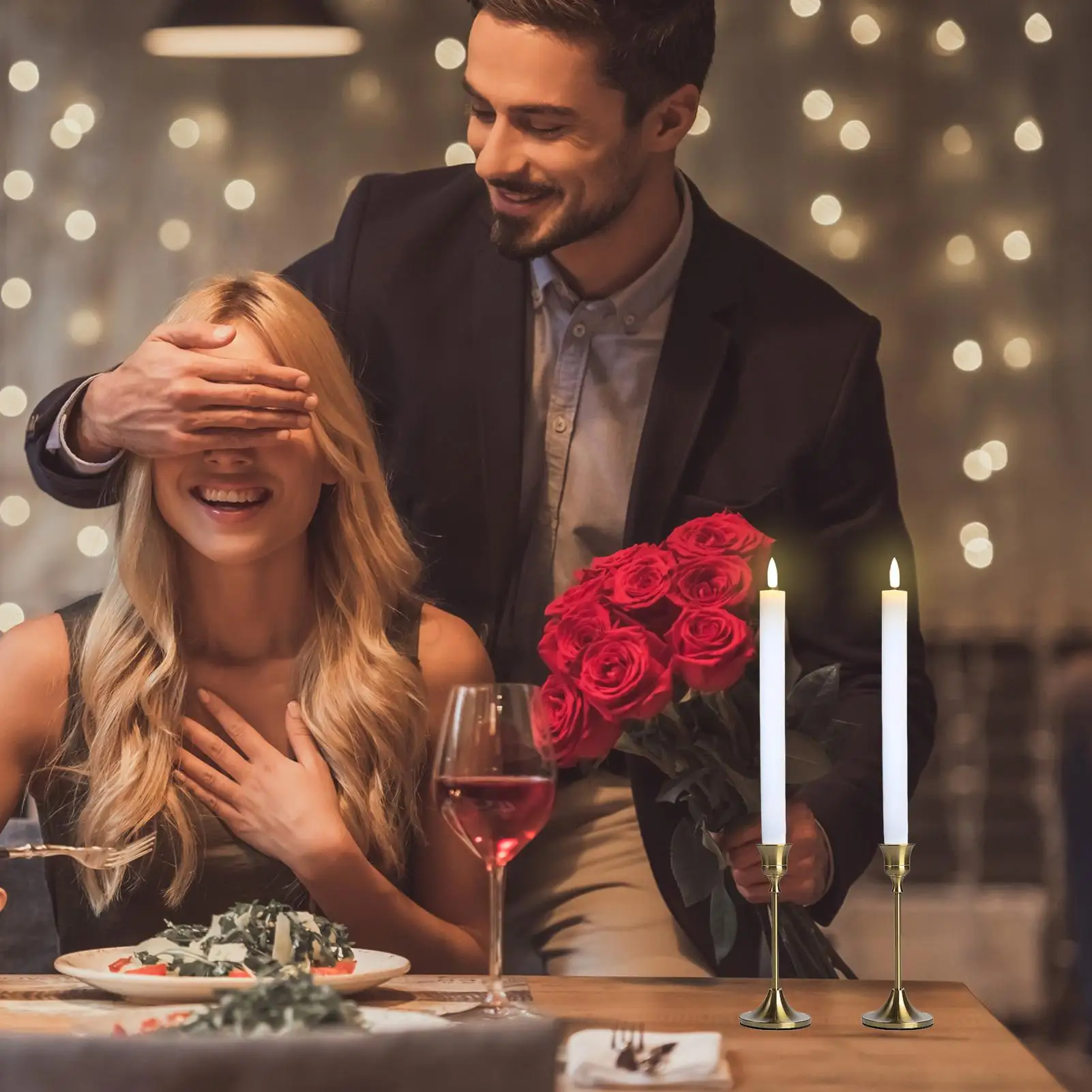 Candele elettriche Candele elettriche con telecomando a 10 tasti per luce decorativa natalizia per soggiorno camera da letto