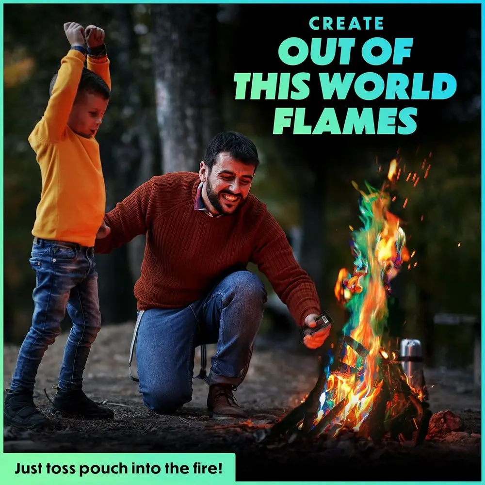 Color-Changing Fire Pit Packets - 25 Pack, Ideal for Camping, Bonfires, and Outdoor Entertainment