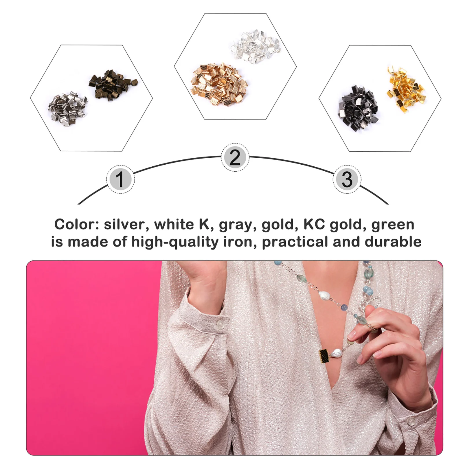 

600pcs 6Mm Iron Bail Clasps For Diy Jewelry Making Cord End Connectors Ribbon Ends Clips Craft Findings Buckle Hardware