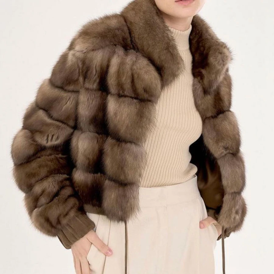 

Winter Warm Cropped Fur Jackets Women Fox Fur Coat 2024 High Quality Luxury Women Fox Clothes Best Selling