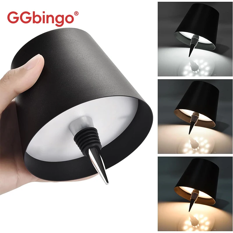 

Bottle Table Lamp Touch Control 3 Colors USB Rechargeable Dimming Night Lamp Suitable for Bar Wine Bottles Desk Lights