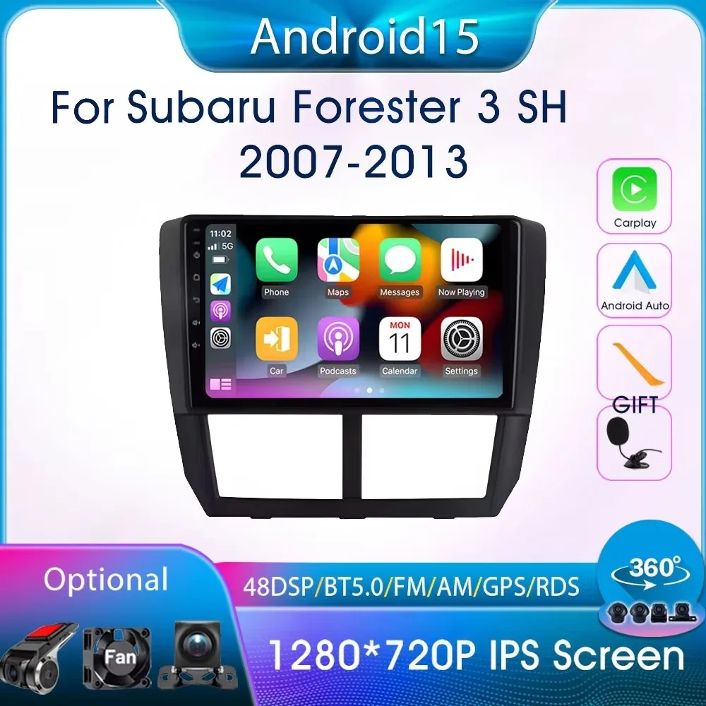 

Android 15 Carplay Car Stereo Radio For Subaru Forester 3 SH 2007-2013 Impreza GH 2007-2011 Android Auto GPS Autoradio 4G WIFI