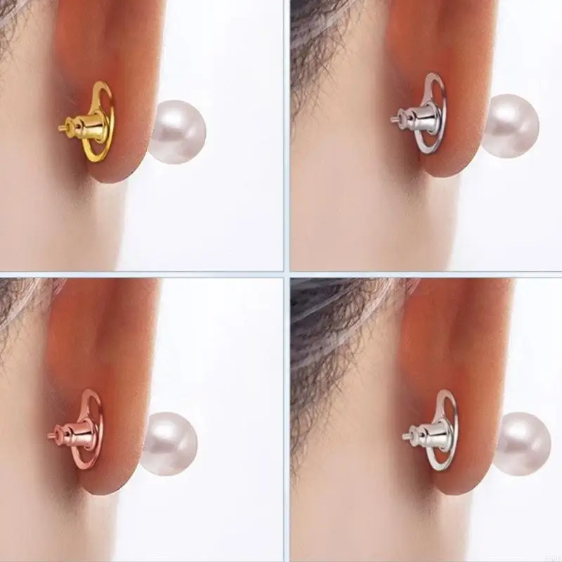 H58E Sturdy Brass Earring Backs 6 Pieces Set Gold Plated for Any Special Occasions