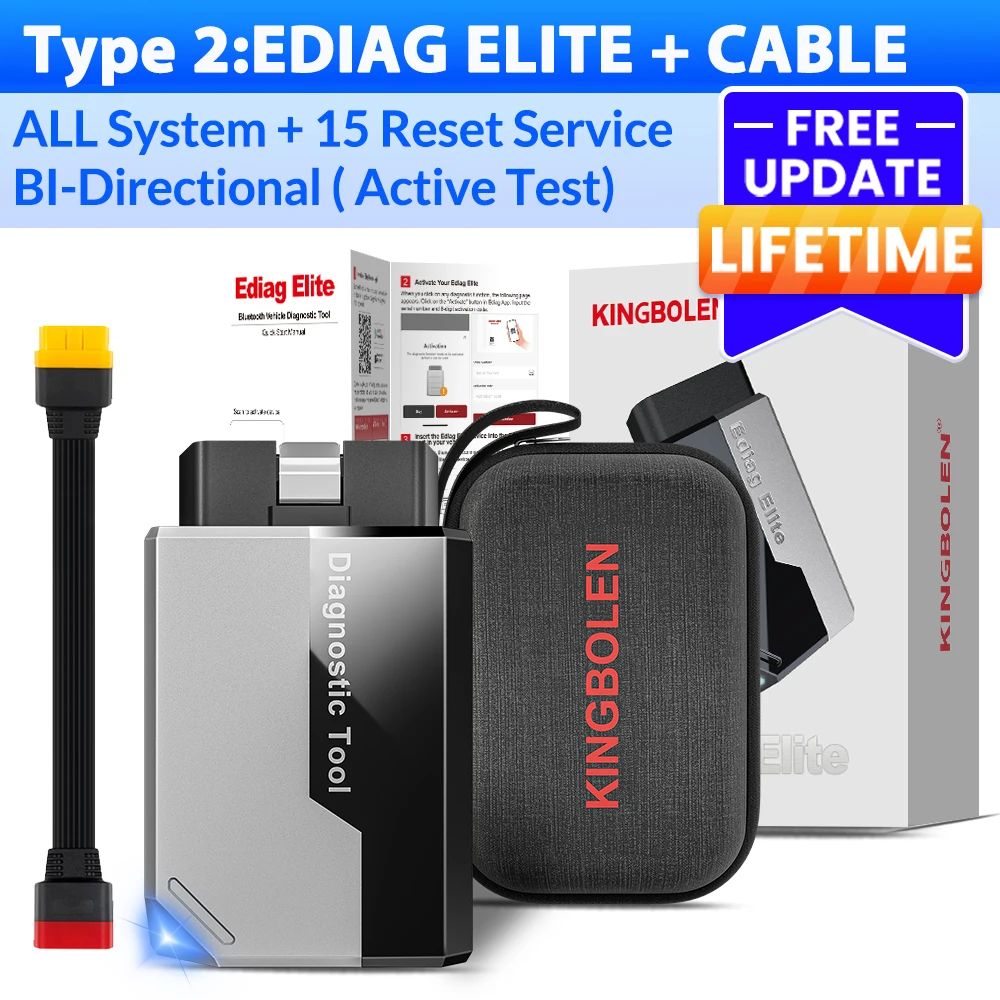 KINGBOLEN EDIAG ELITE Levenslange Gratis Update OBD2 Scanner Alle Systeem Auto Diagnose Tool 15 Reset Bi-directionele CANFD Protocol