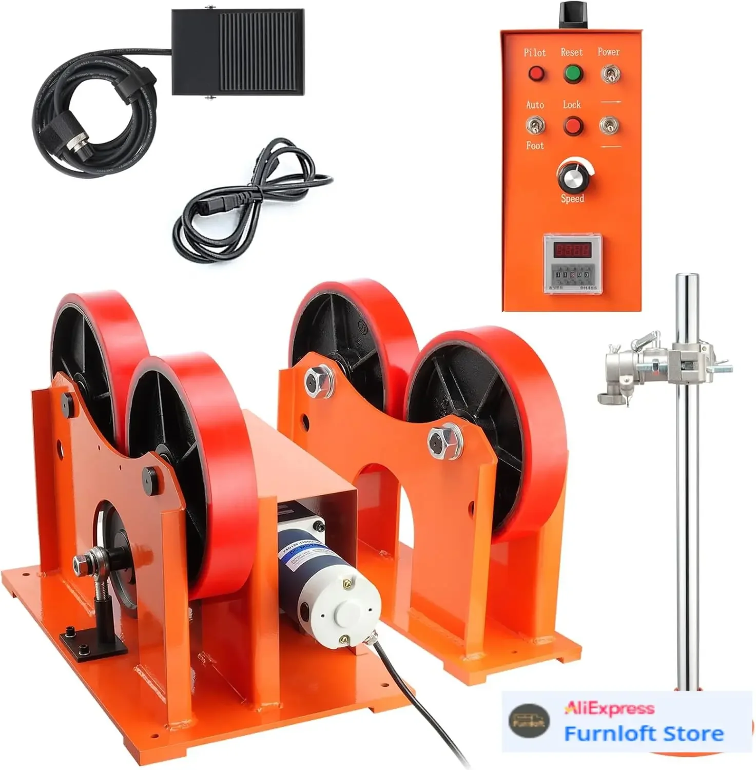 110V Linkage Roller for Welding, Supports 1000KG/2205LBS, Speed 80-1600 mm/min, Adjustable Diameter 25-1400mm, Includes Rotary