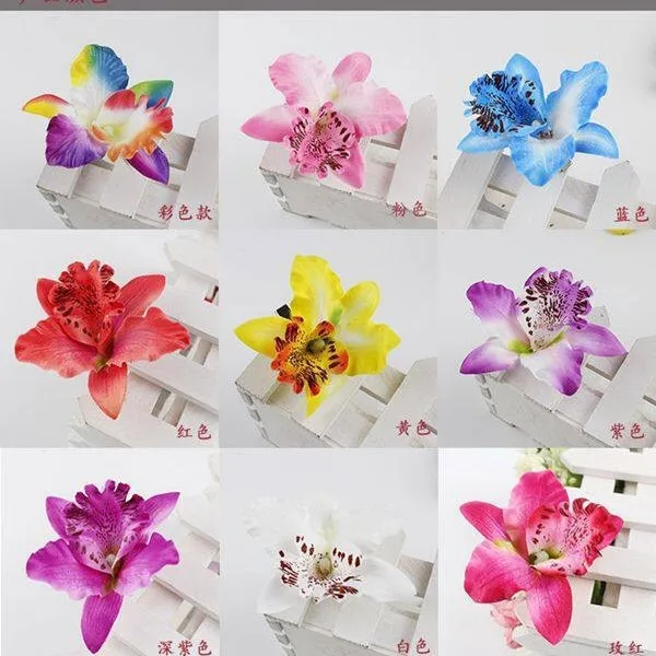 Colorful Bridal Wedding Orchid Flower Hair Clip Barrette Women Girls Accessories