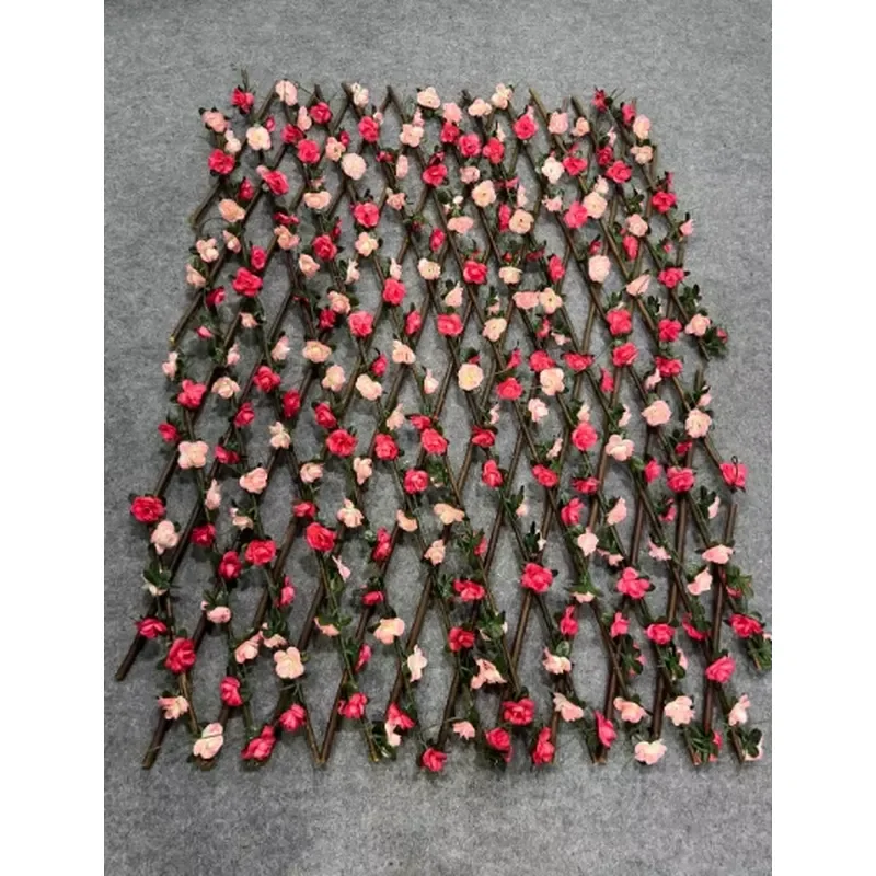 Artificial Flower Fence PE UV Resistant Plastic Flowers Green Leaves Sunshade Net Outdoor Wall Railing Ceiling