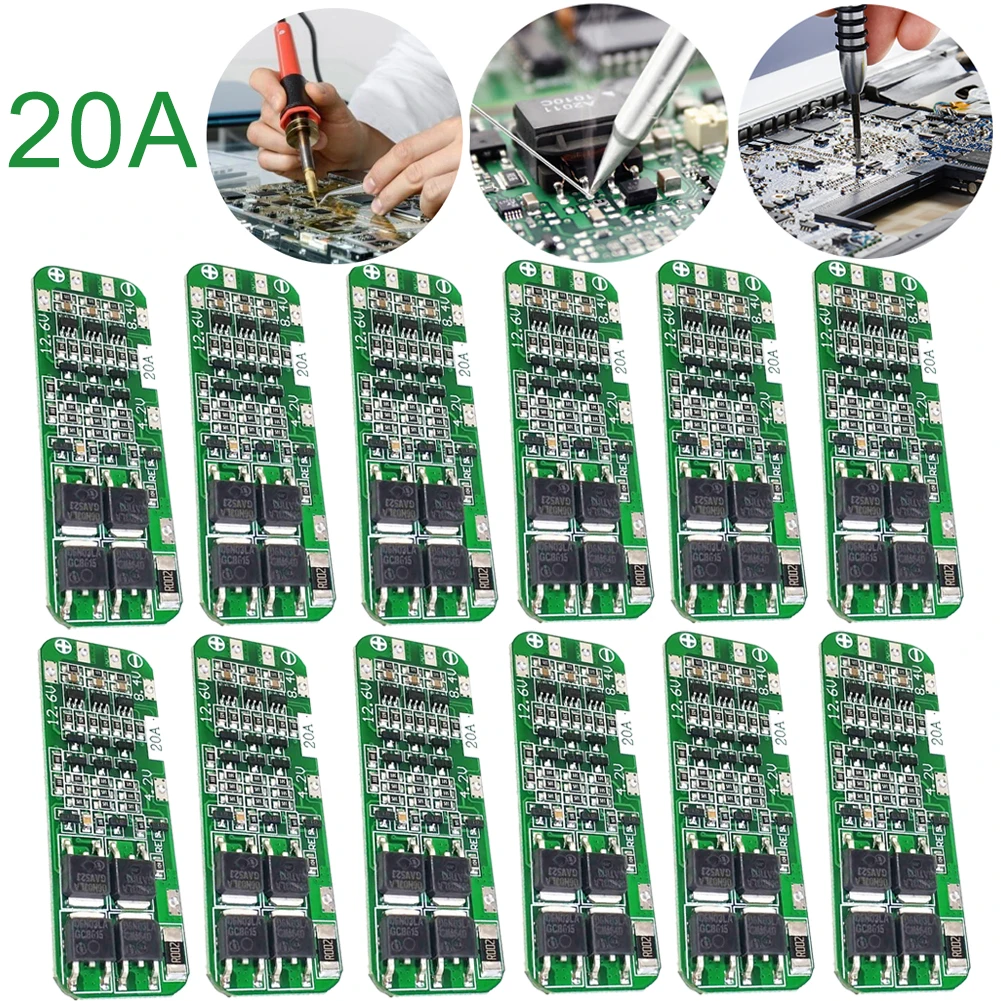 3S 20A Li-ion Lithium Battery 18650 Charger PCB BMS Protection Board 12.6V Lipo Cell Module Li-ion Battery For Drill Motor