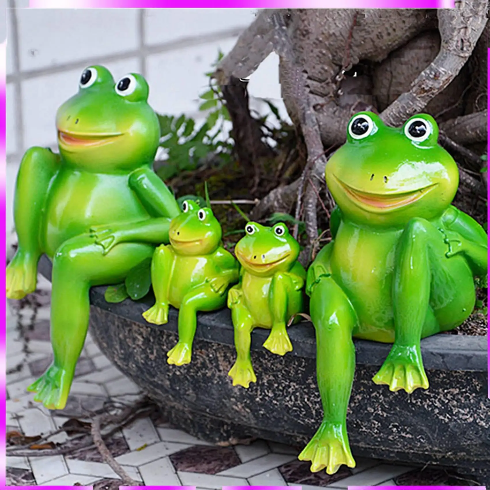 N98R 4 قطعة/المجموعة لطيف الراتنج يجلس الضفادع تمثال في الهواء الطلق حديقة مخزن الضفدع النحت للمنزل مكتب حديقة ديكور حلية S2