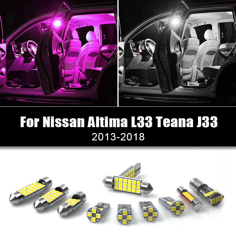 For Nissan Altima L33 Teana J33 2013 2014 2015 2016 2017 2018 3pcs Car LED Bulbs Interior Dome Lights Reading Lamps Accessories